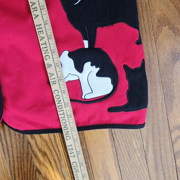 Vintage Blair Cat Vest Red Fleece Size XL Buttons Tuxedo Black Cat Lightweight - Picture 6 of 16